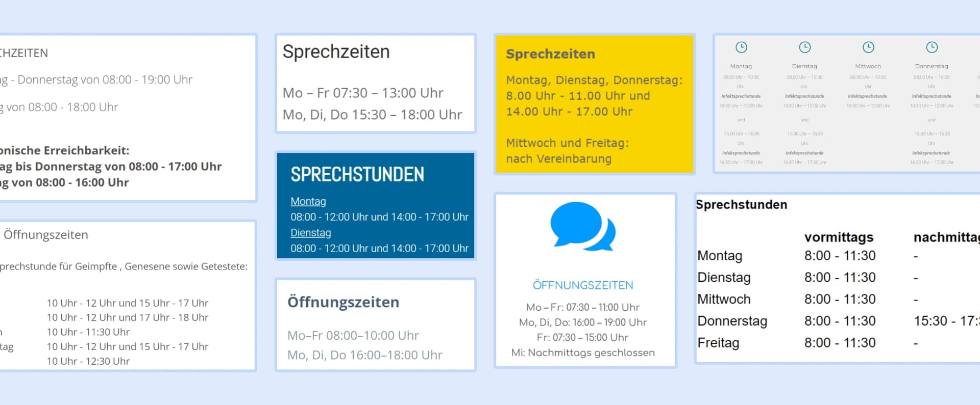 Unübersichtliche Öffnungszeiten erschweren das Lesen