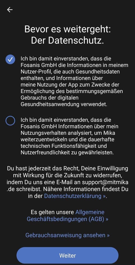 Registrierung: Datenschutz