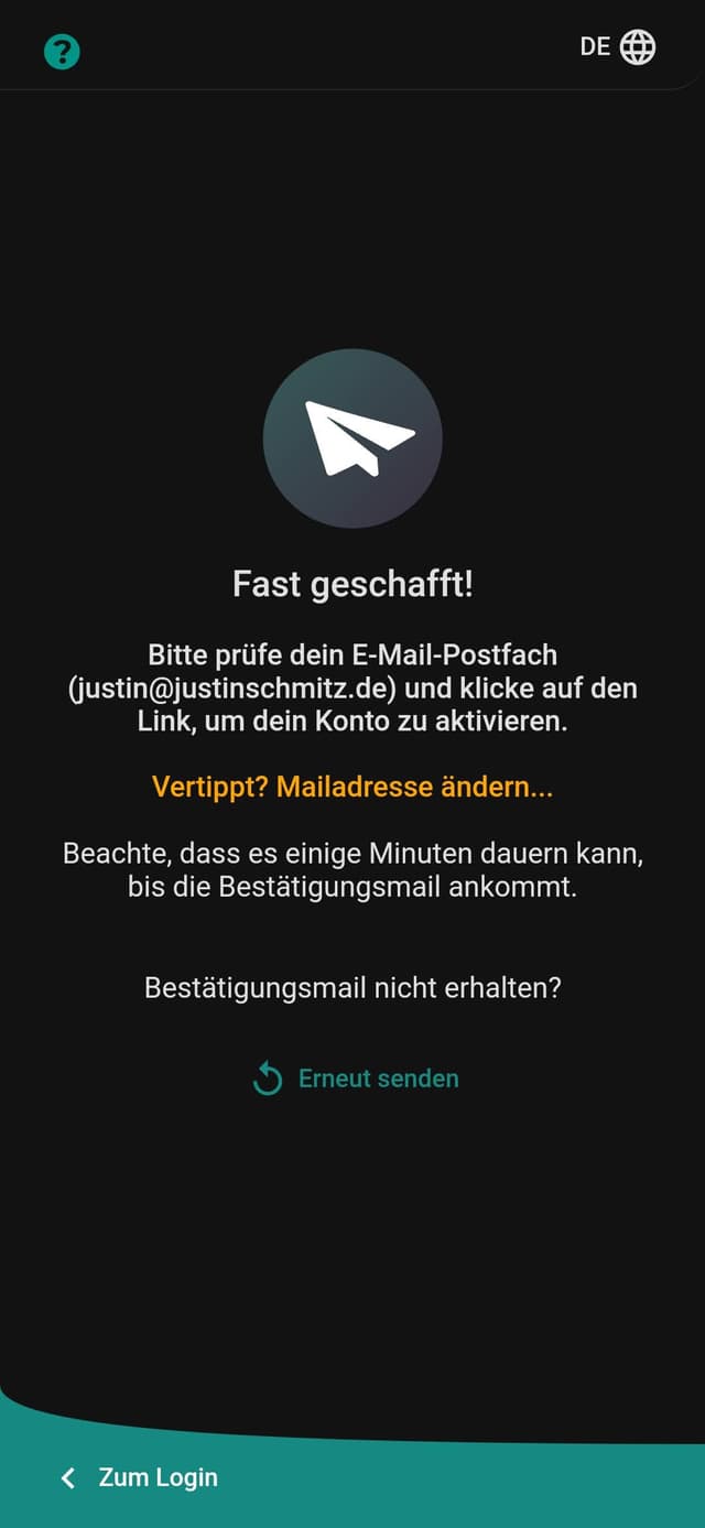 Registrierung: Mail Verifizieren