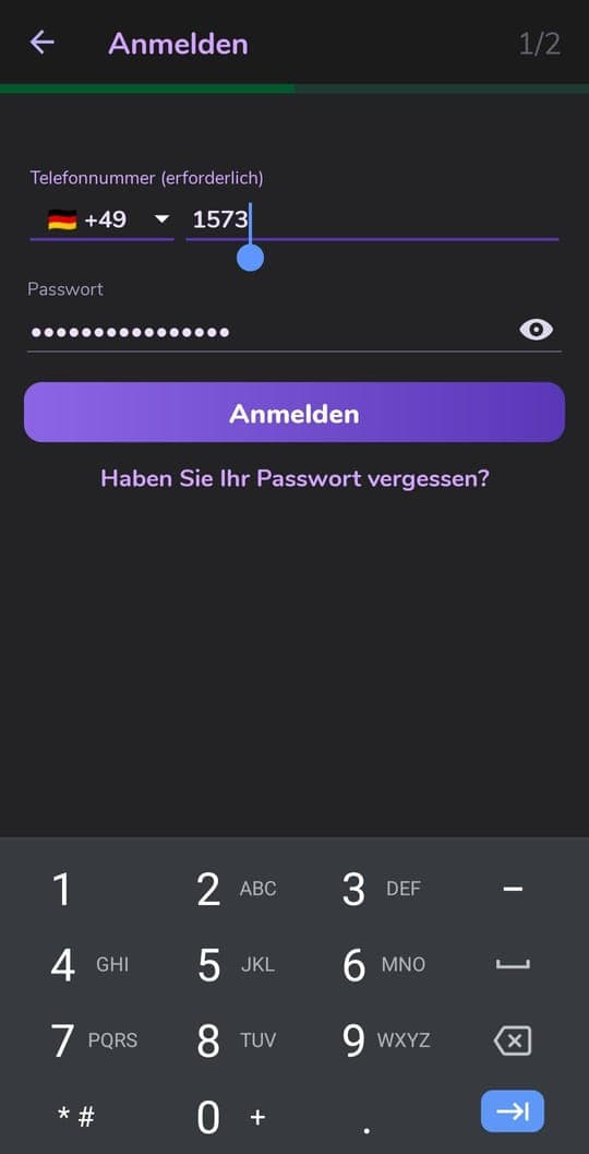 Login: Befüllt