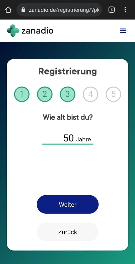 Registrierung: Alter