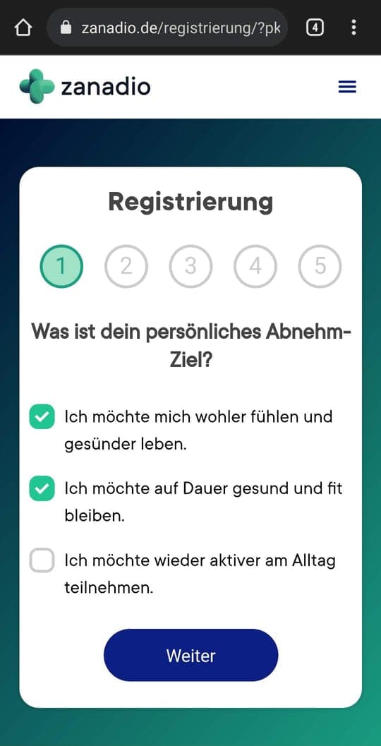 Registrierung: Ziel