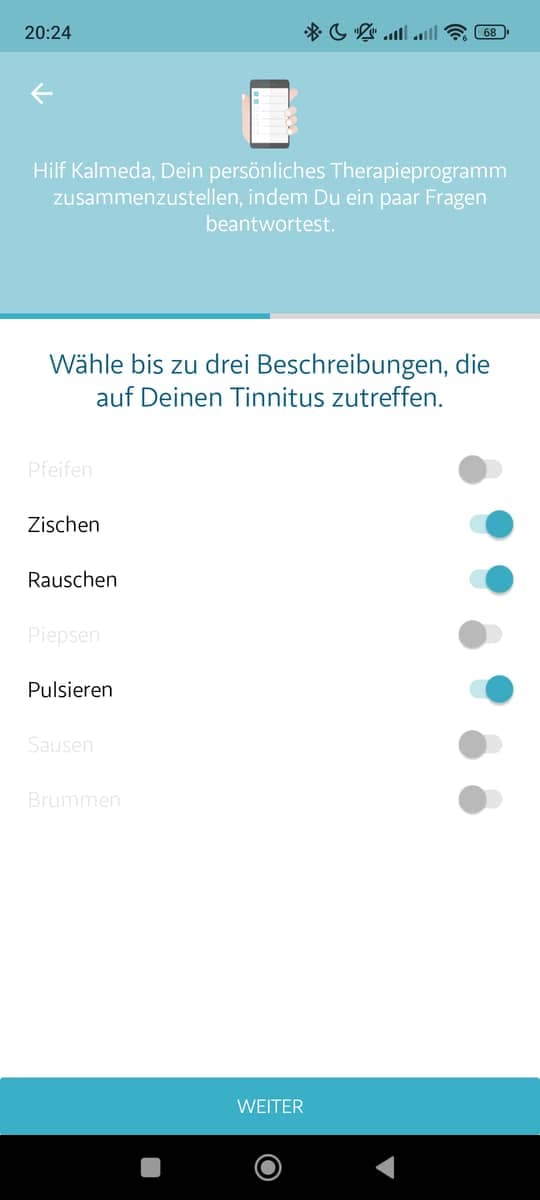 Einrichtung Auswahl