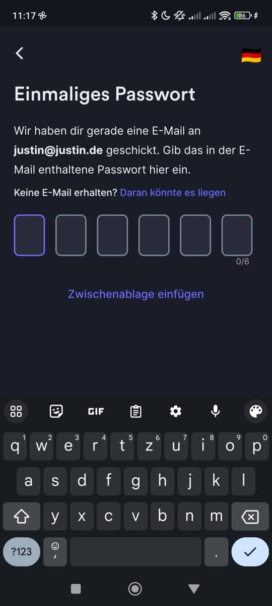 Login Einmalpasswort