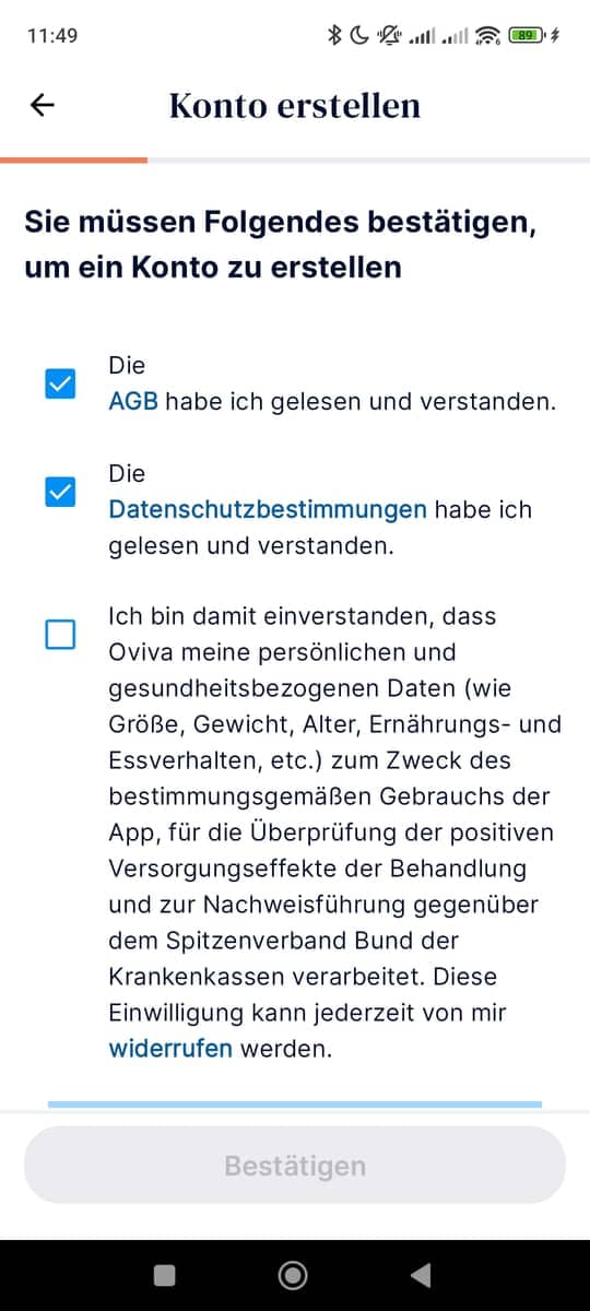 Registrieren Checkboxen