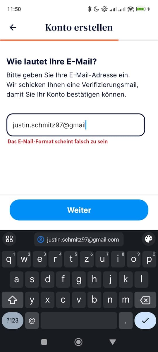 Registrieren Email