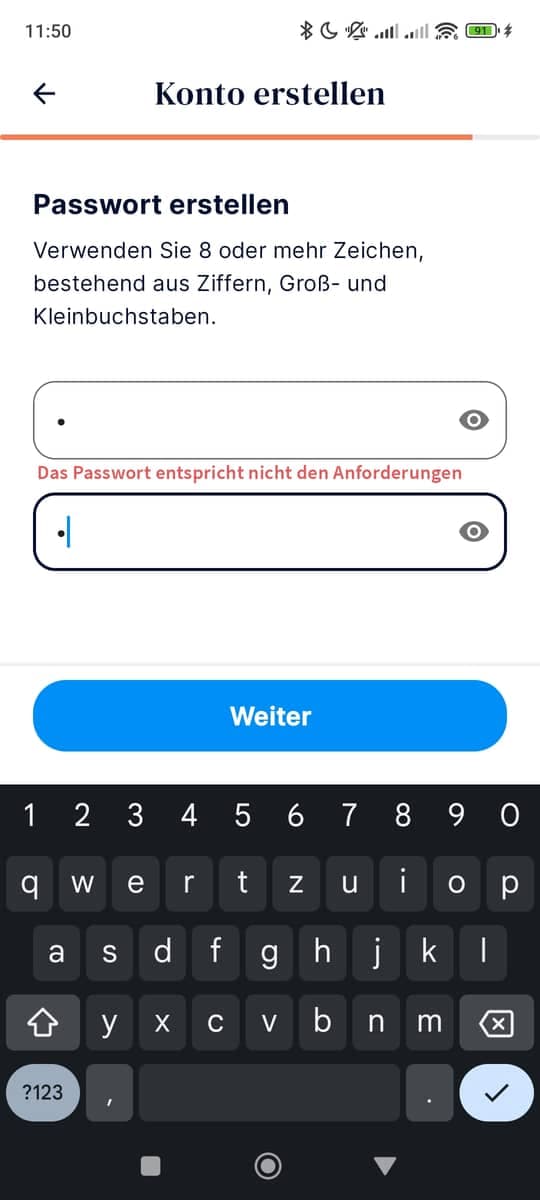 Registrieren Passwort