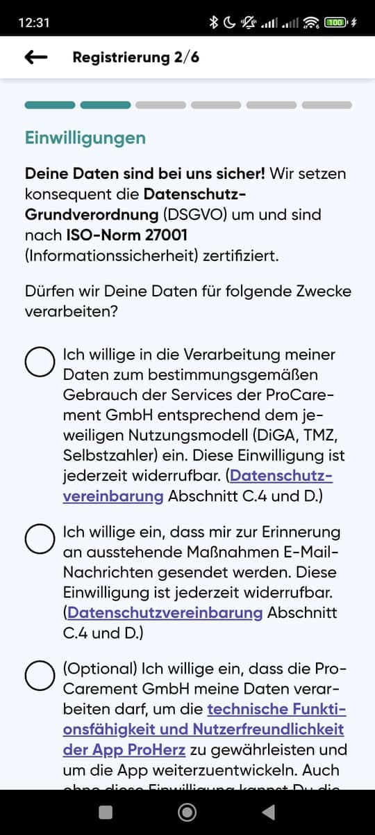 Registrieren Datenschutz