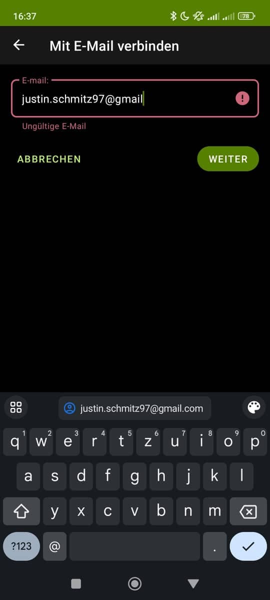 Registrieren Email