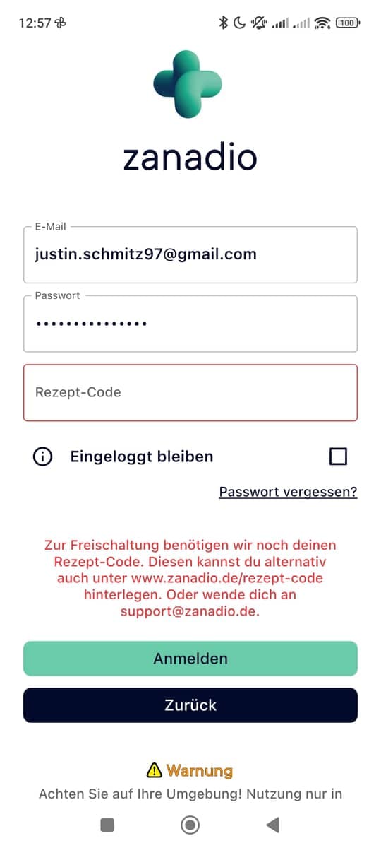 Registrieren Freischaltcode